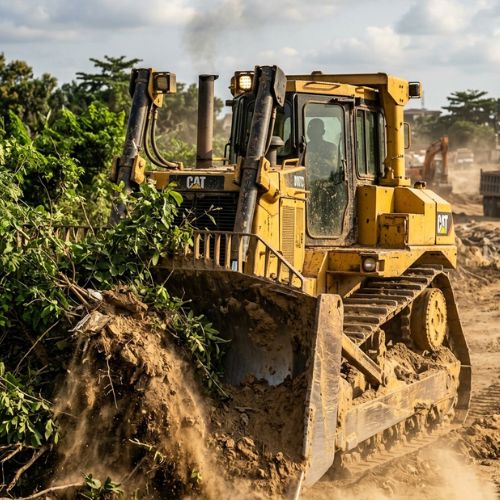 Bulldozer clearing land in Epe