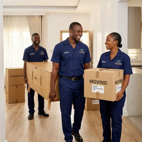 Move-in day logistics team in Epe